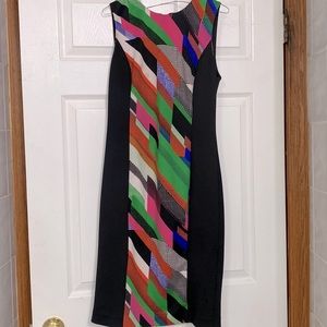 Calvin Klein size 6 black and multicolor design dress